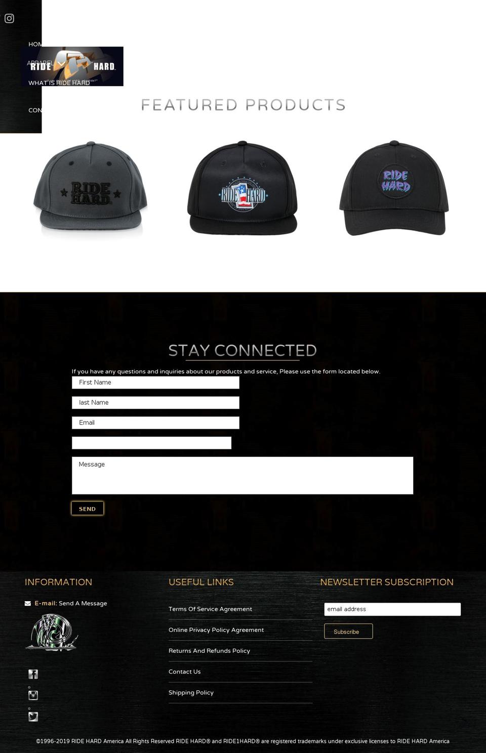 ridehard.com shopify website screenshot
