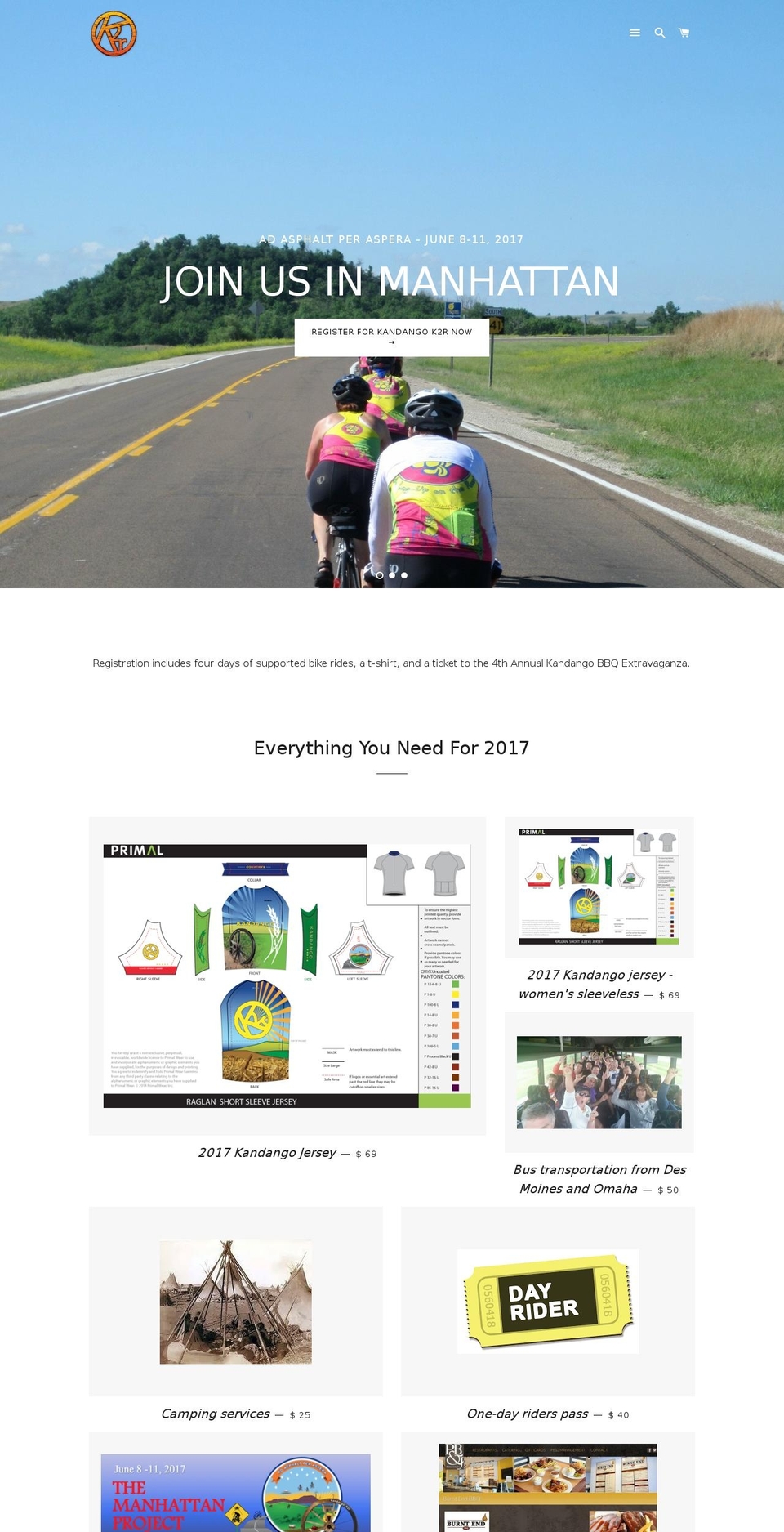 ridekandango.com shopify website screenshot