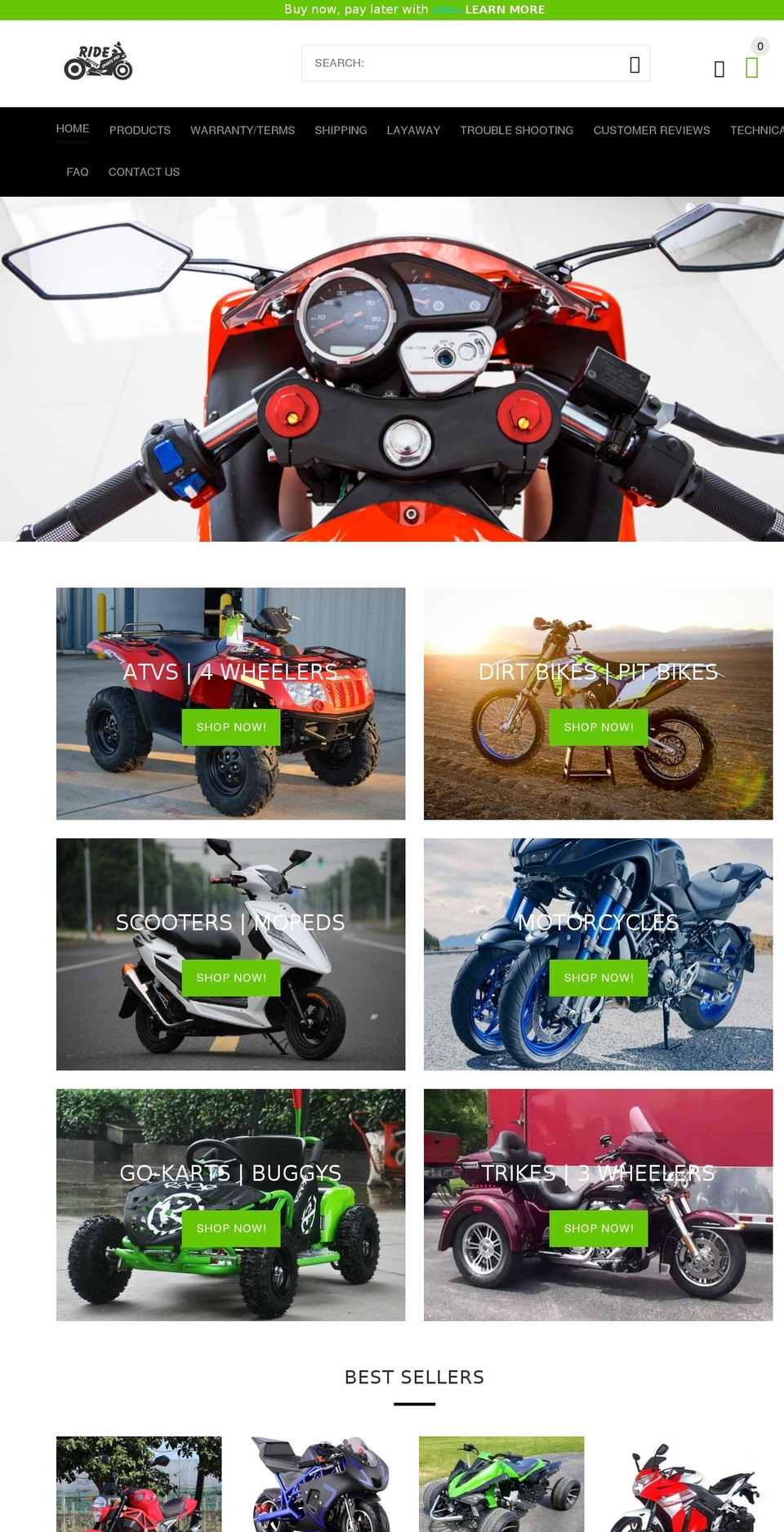 ridemotorsportspro.com shopify website screenshot