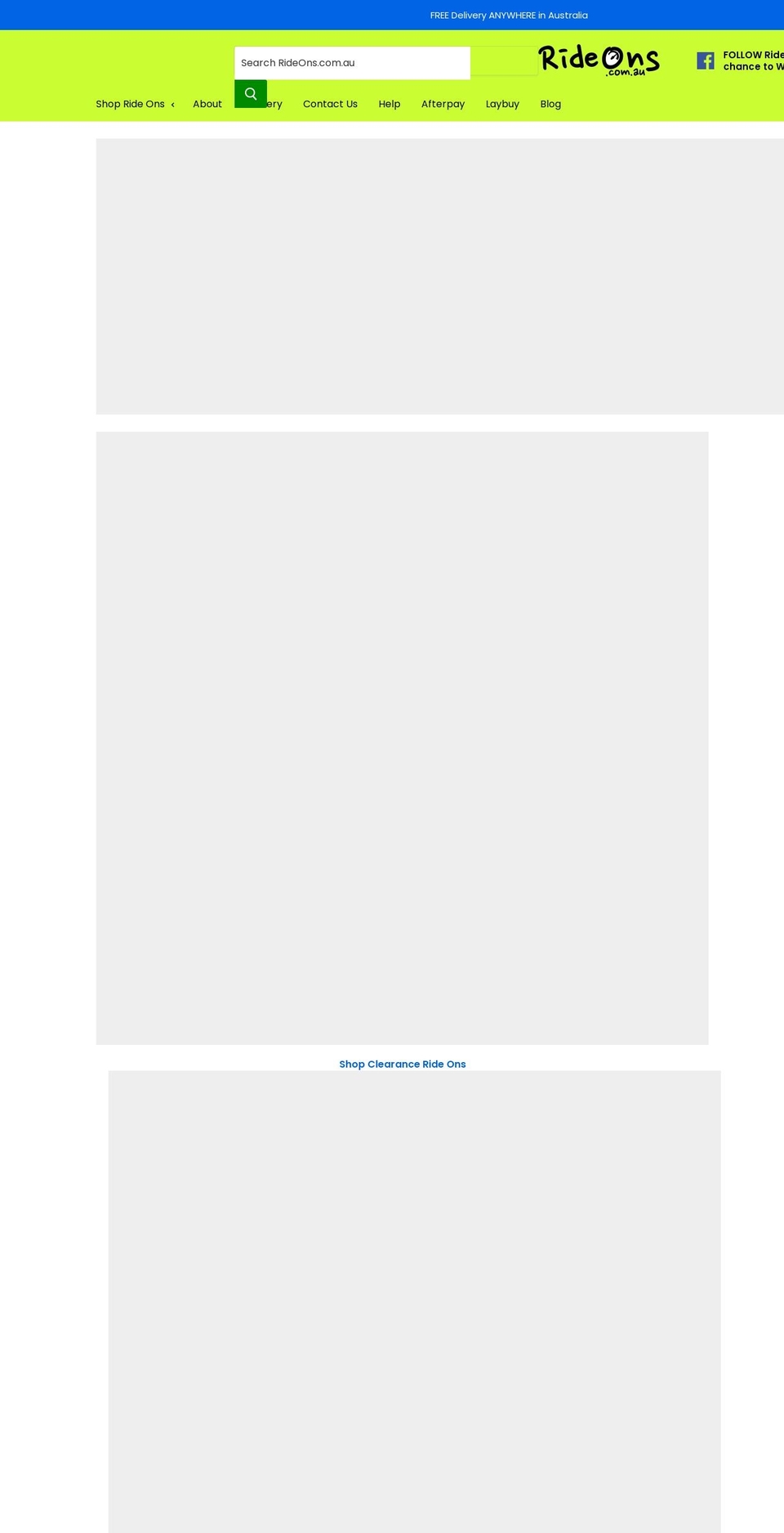 rideons.com.au shopify website screenshot