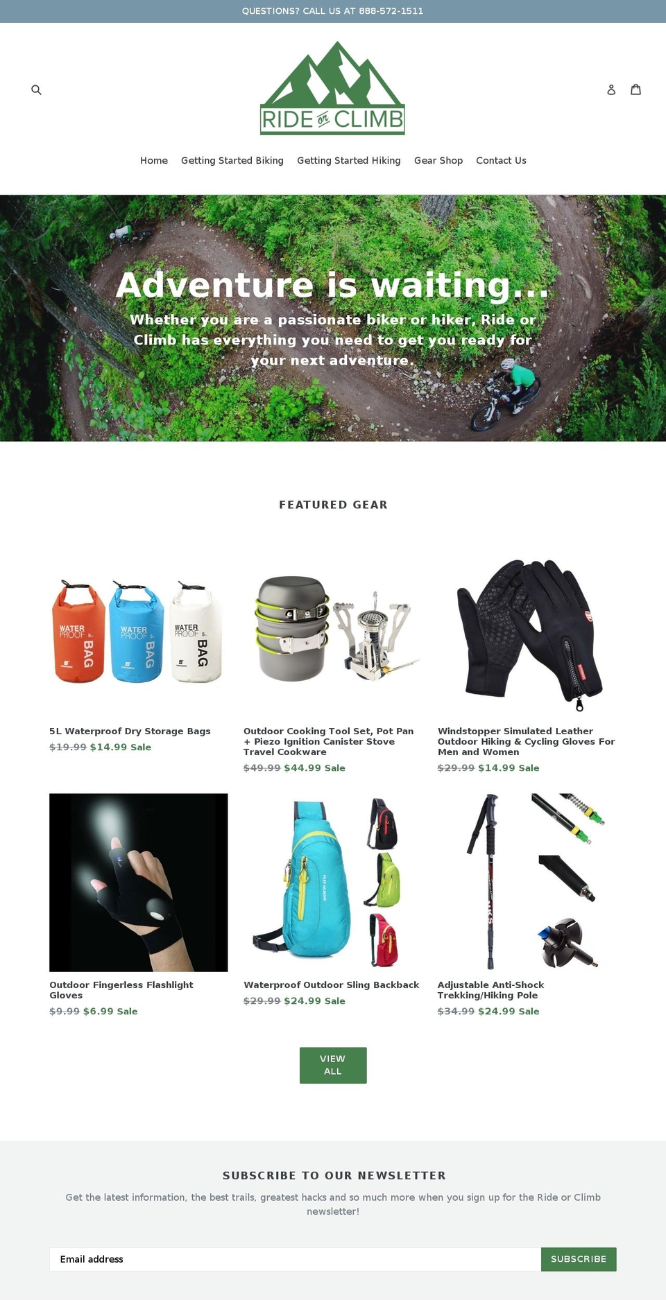 rideorclimb.com — Shopify storefront screenshot