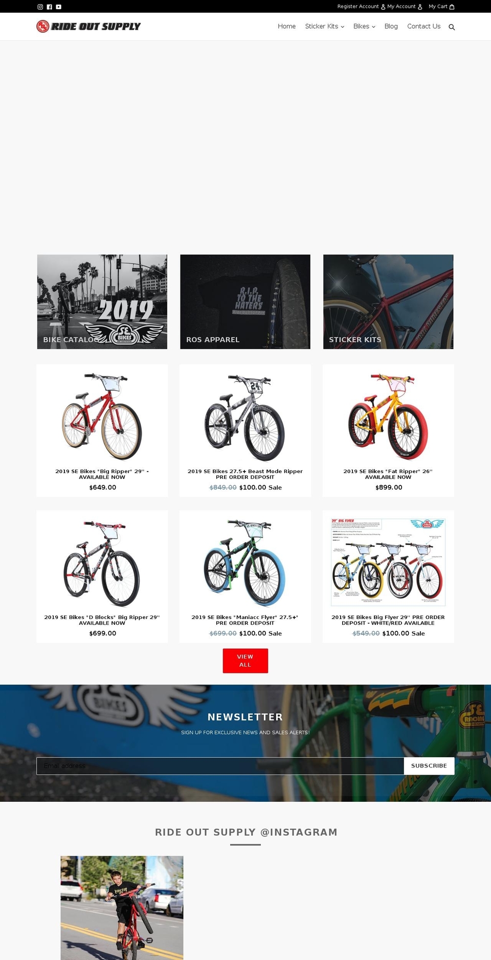 rideoutsupply.com shopify website screenshot