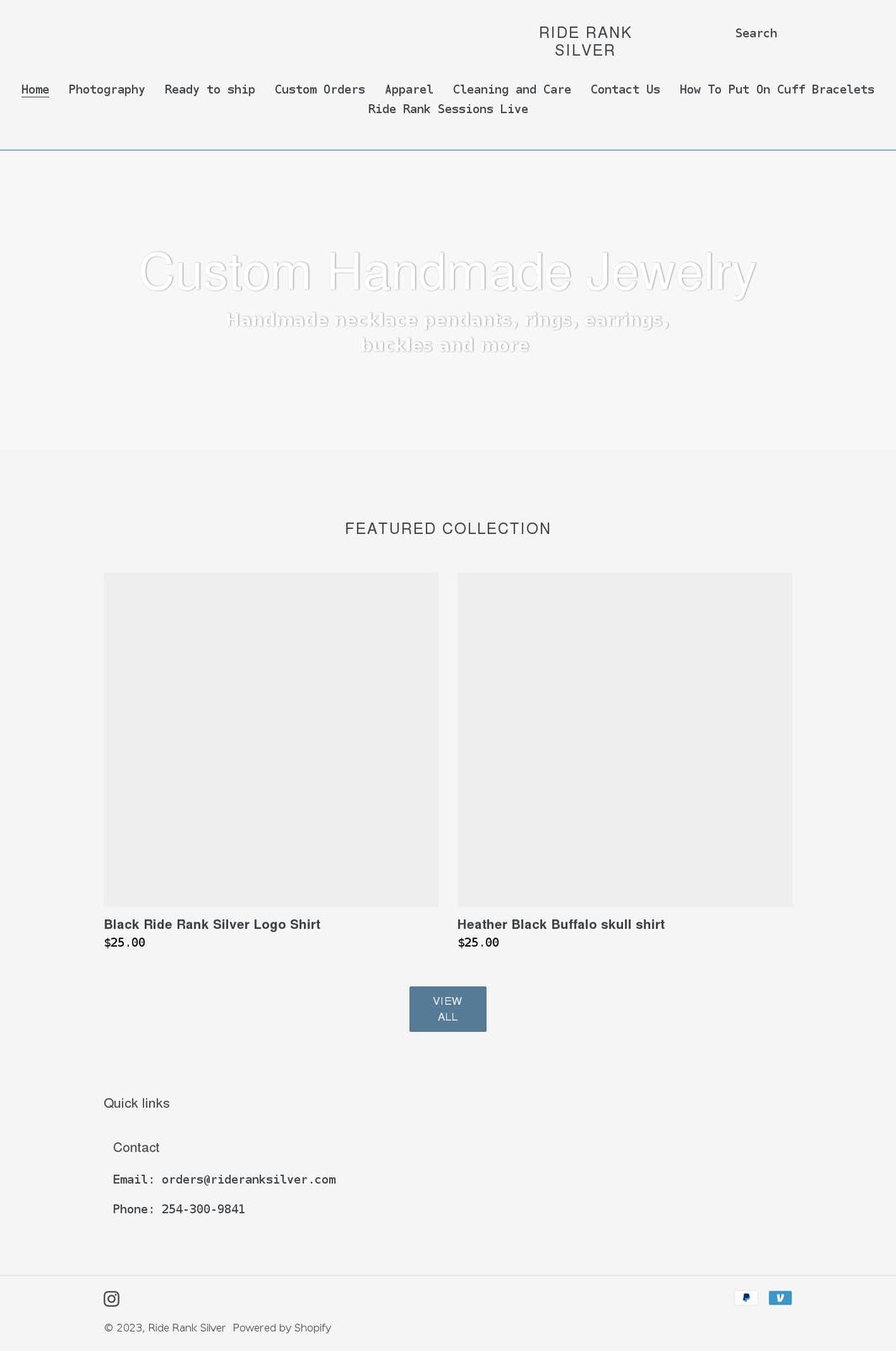 rideranksilver.com shopify website screenshot