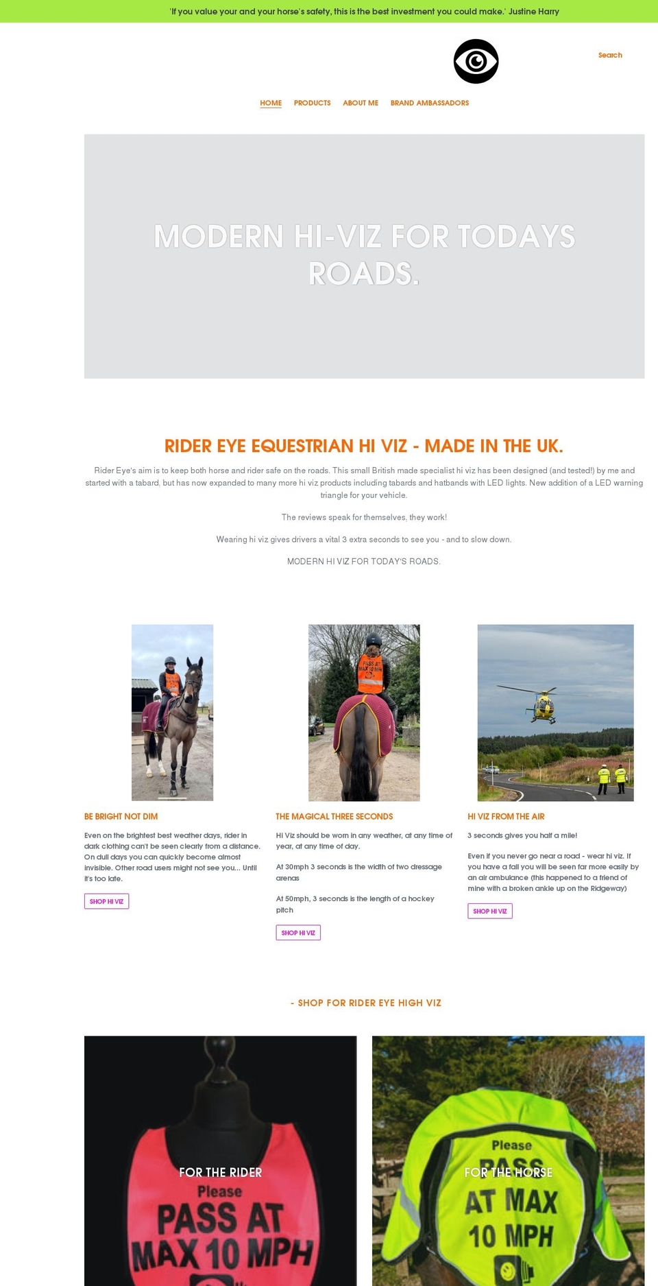 ridereye.co.uk shopify website screenshot