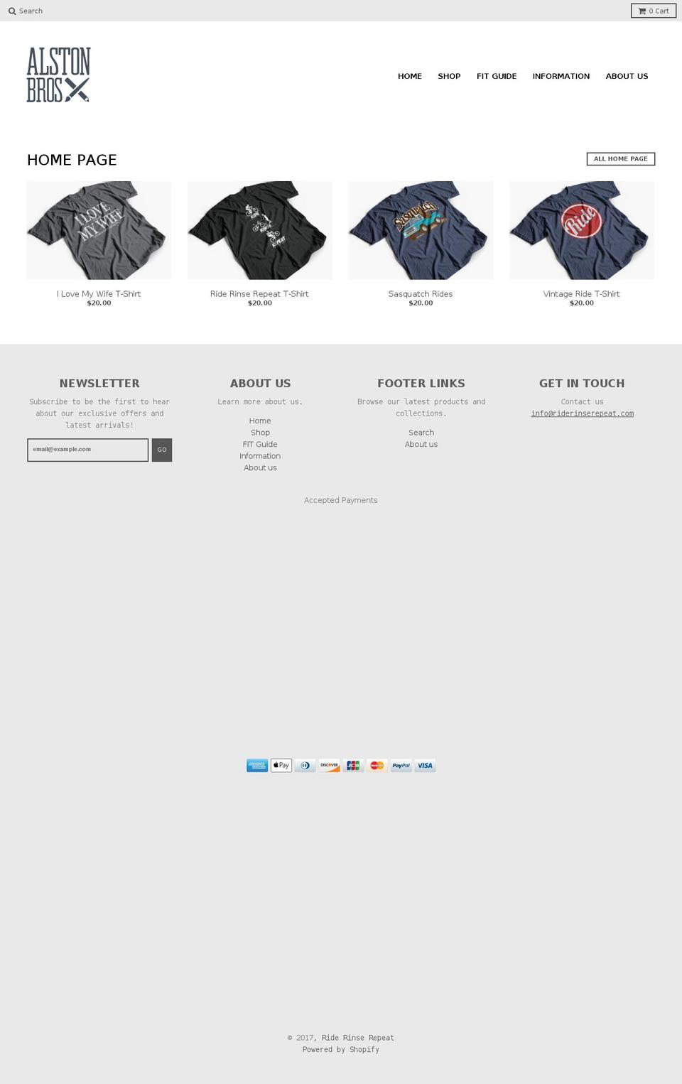 riderinserepeat.com shopify website screenshot