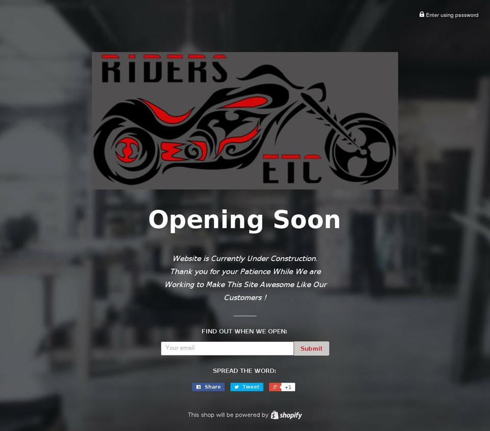 ridersetc.com — Shopify storefront screenshot