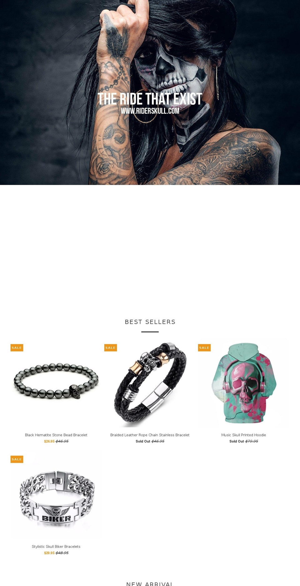 riderskull.com shopify website screenshot