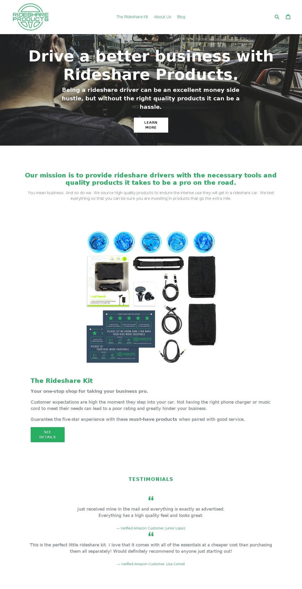 rideshareproducts.com — Shopify storefront screenshot