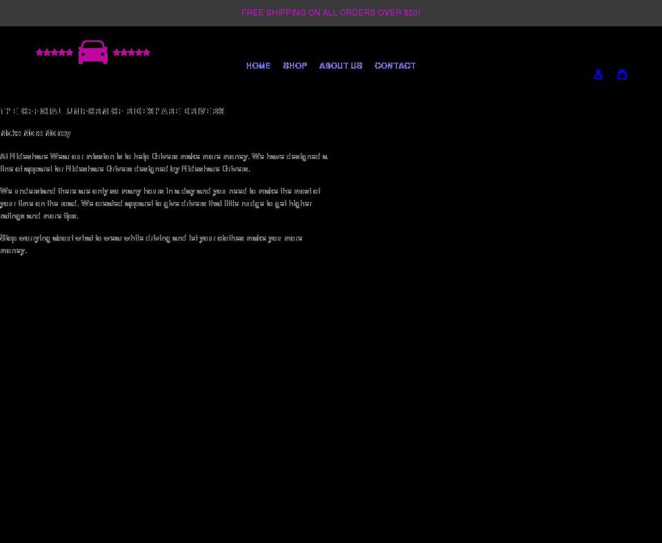 ridesharewear.com shopify website screenshot