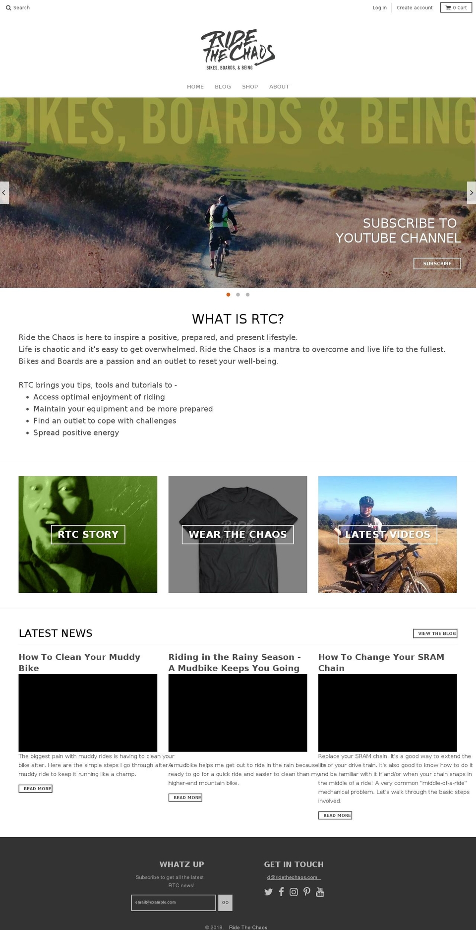 ridethechaos.com — Shopify storefront screenshot