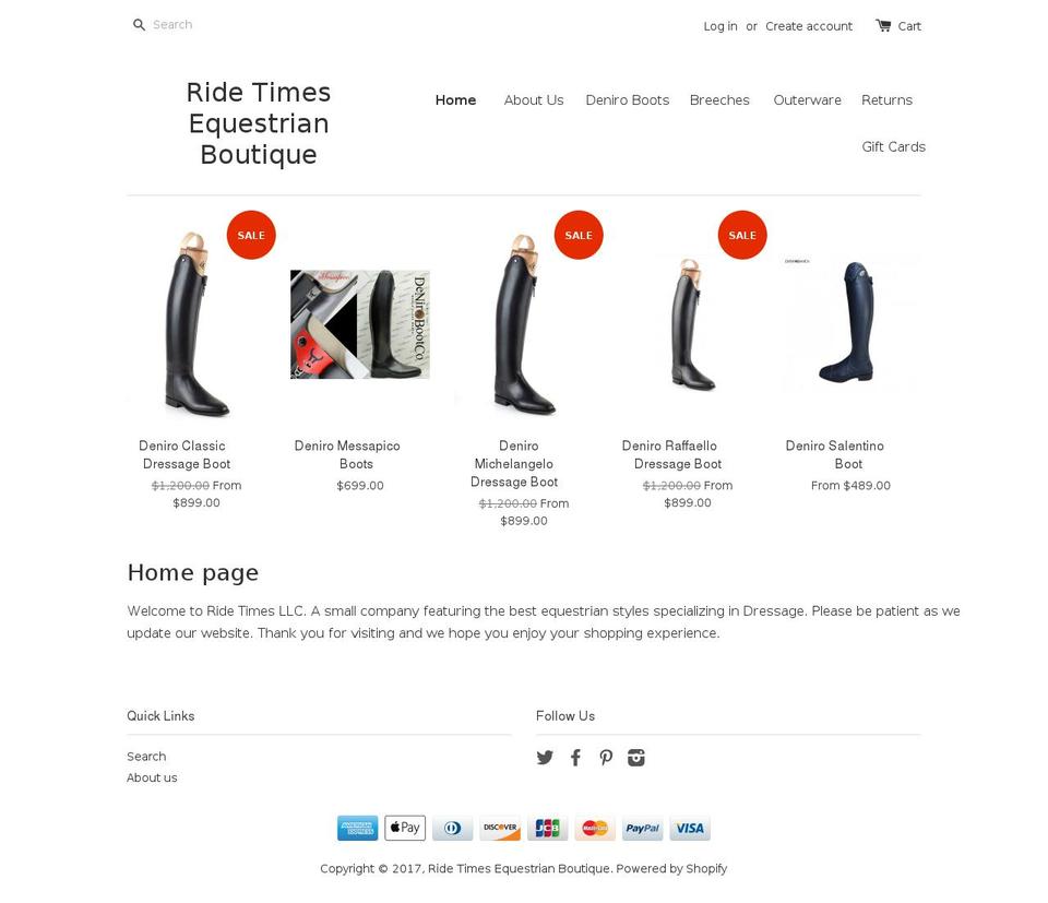 ridetimesboutique.com shopify website screenshot