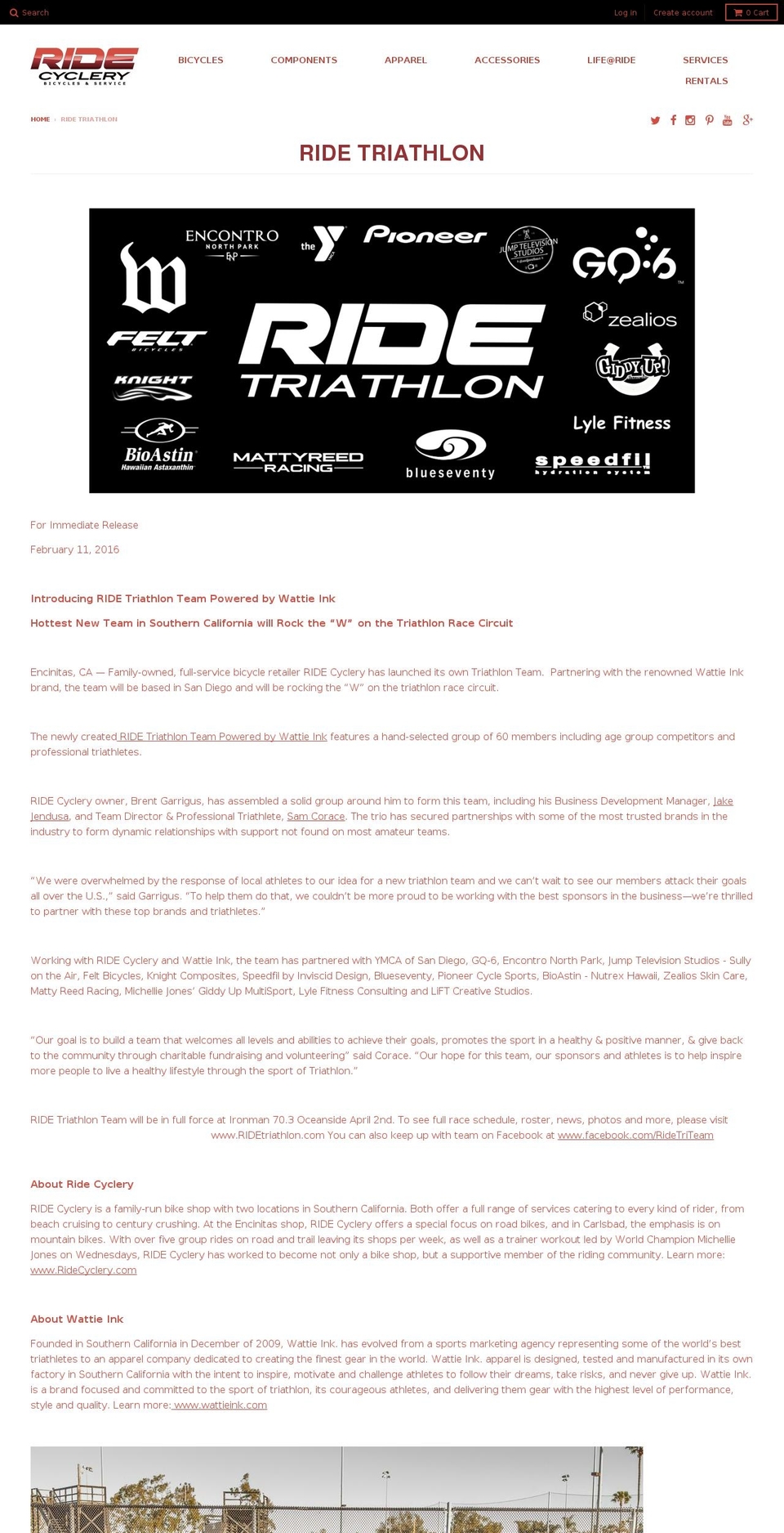 ridetriathlon.com — Shopify storefront screenshot