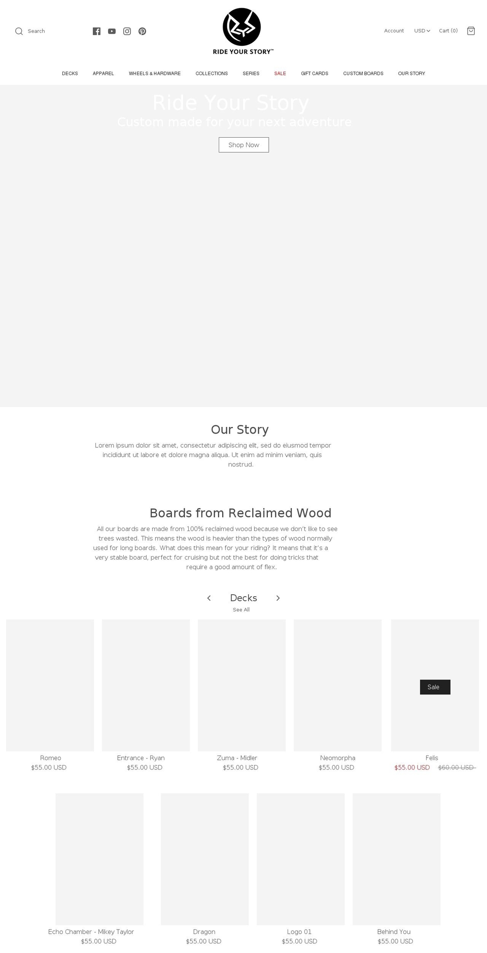 rideyourstory.nyc shopify website screenshot