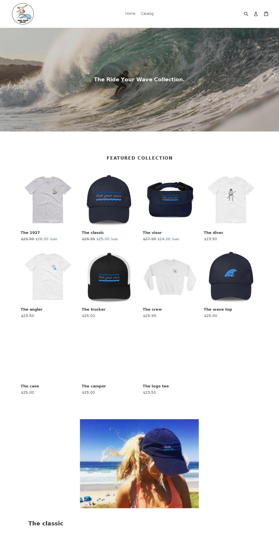 rideyourwaveclothing.com — Shopify storefront screenshot