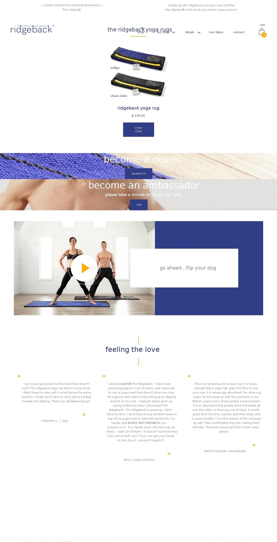 ridgebackyoga.io shopify website screenshot