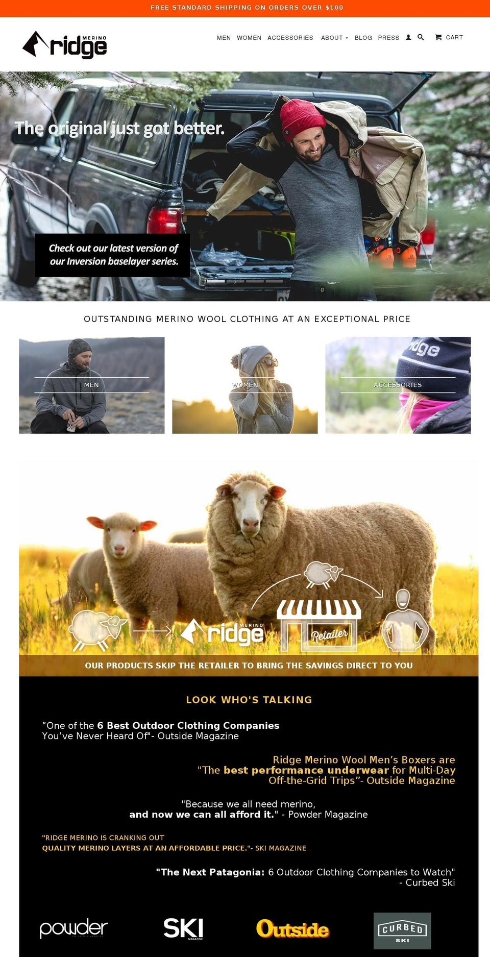 ridgeclothing.com shopify website screenshot