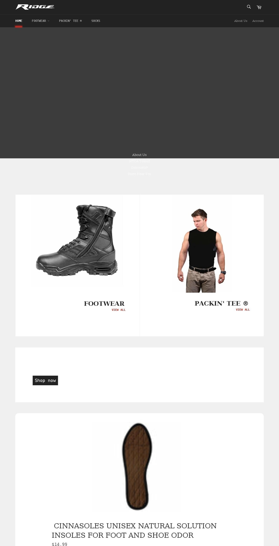 ridgefootwear.com shopify website screenshot