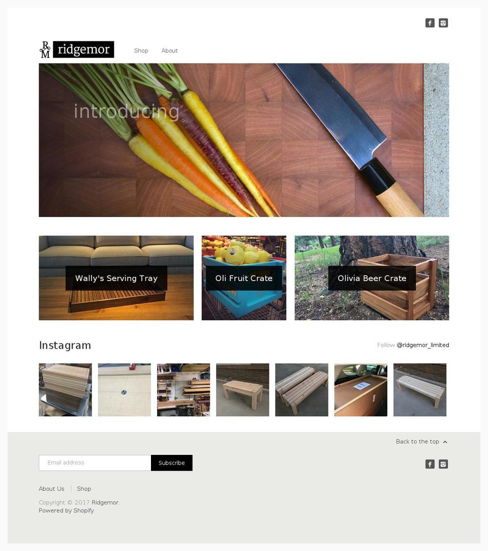 ridgemorltd.com shopify website screenshot