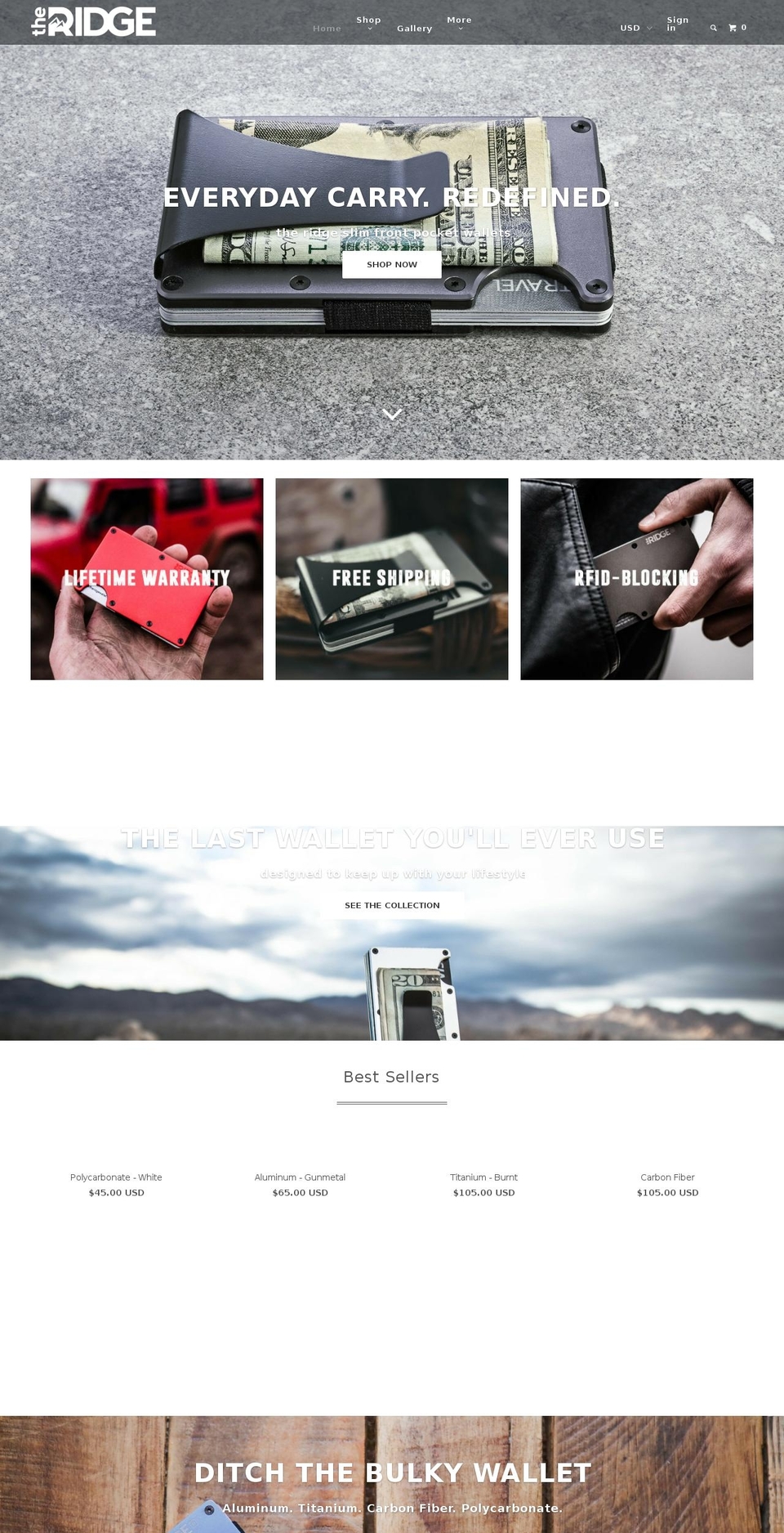 ridgewallet.com shopify website screenshot