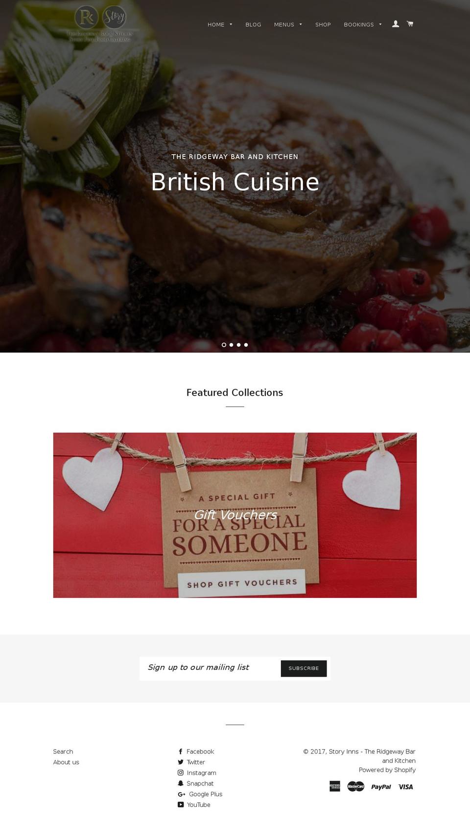 ridgewaybarandkitchen.com shopify website screenshot