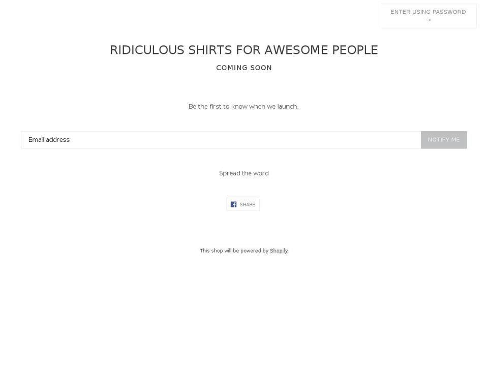 ridiculousshirtsforawesomepeople.com — Shopify storefront screenshot