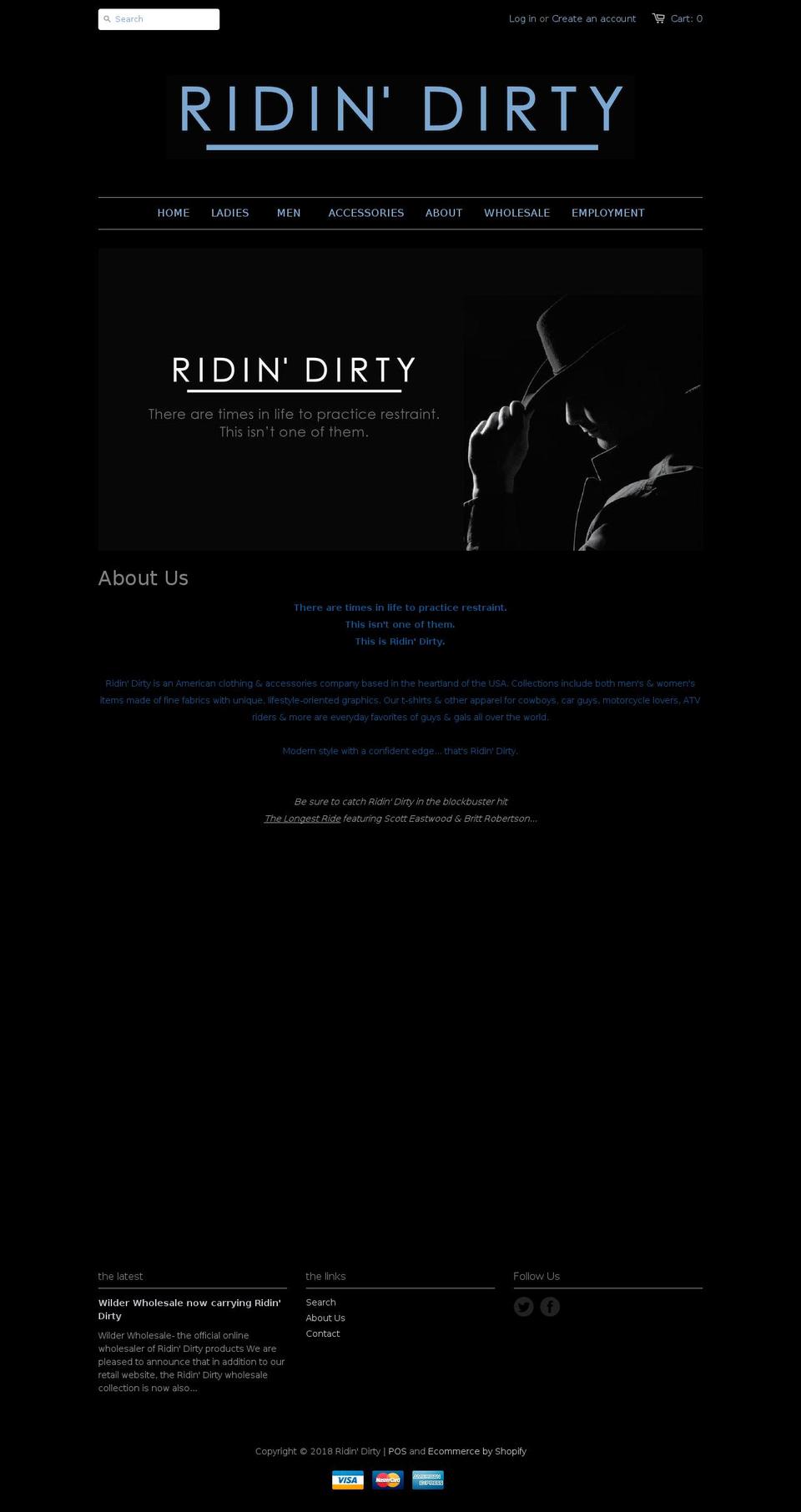 ridingdirtyclothing.net shopify website screenshot