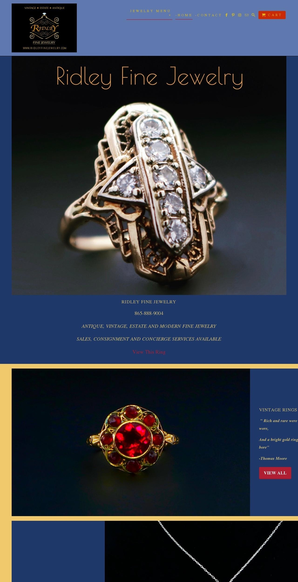 ridleyfinejewelry.com — Shopify storefront screenshot