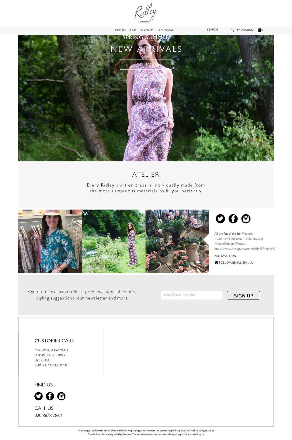 ridleylondon.com shopify website screenshot