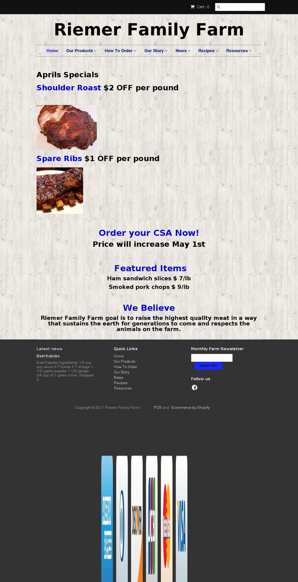 riemerfamilyfarm.com shopify website screenshot