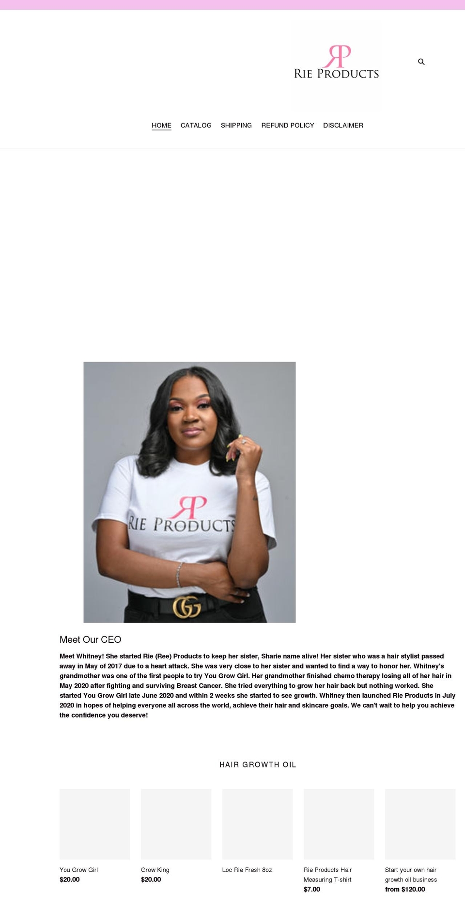 rieproducts.com shopify website screenshot