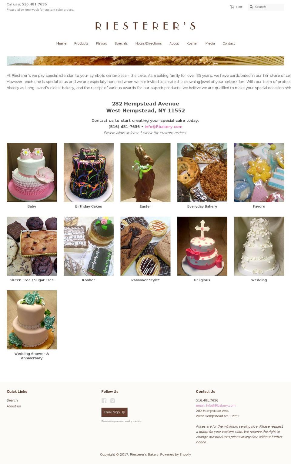 riesterers.com shopify website screenshot