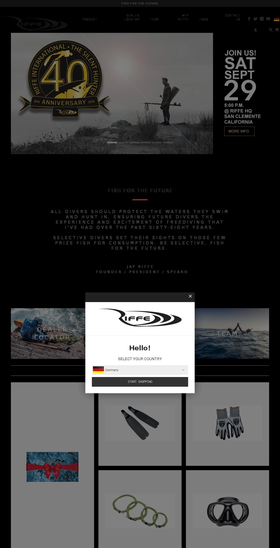riffeinternational.com — Shopify storefront screenshot