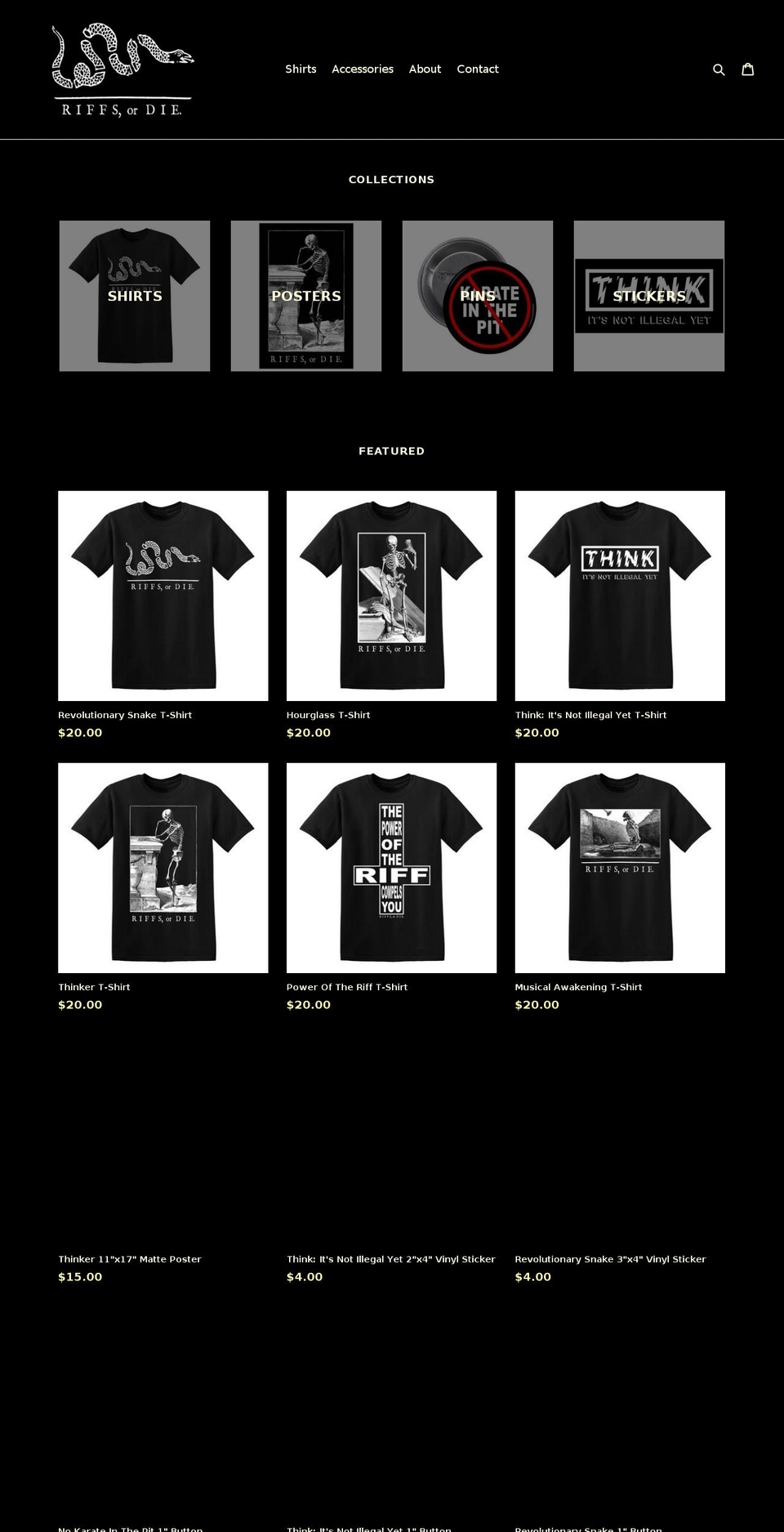 riffsordie.com shopify website screenshot