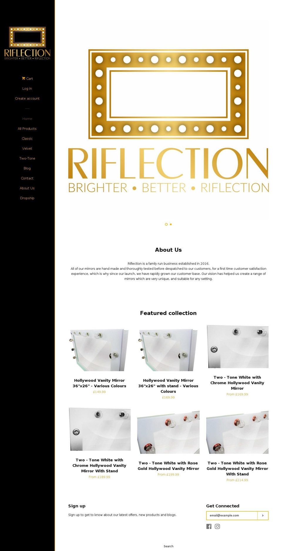 riflection.com shopify website screenshot