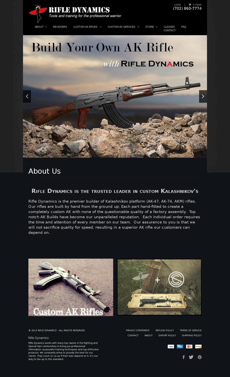 rifledynamics.com shopify website screenshot