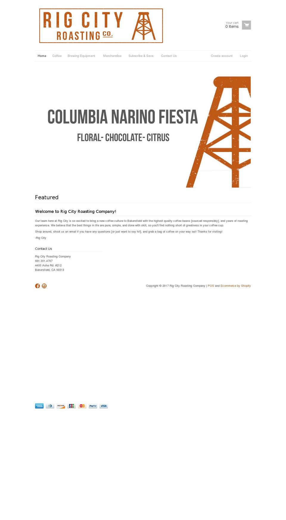 rigcityroastingco.com shopify website screenshot