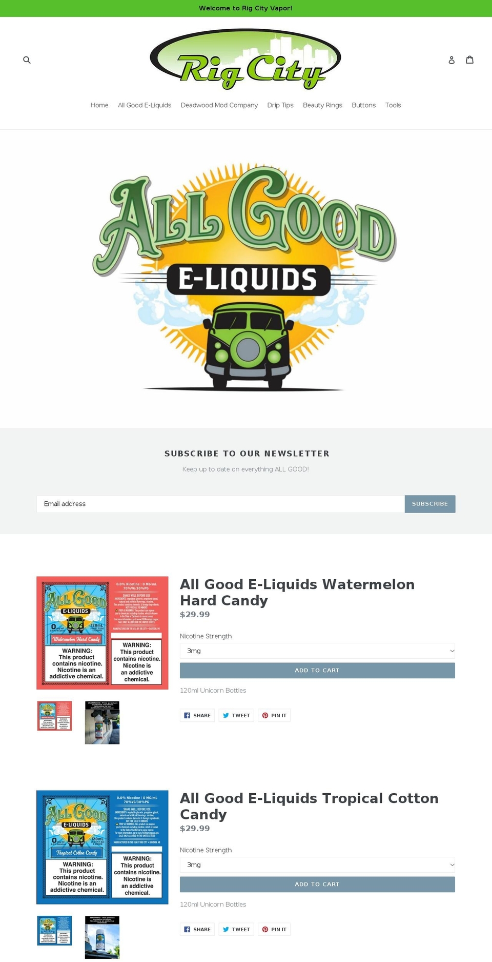 rigcityvapor.net shopify website screenshot