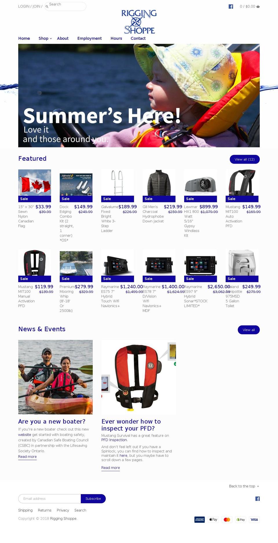 riggingshoppe.com — Shopify storefront screenshot