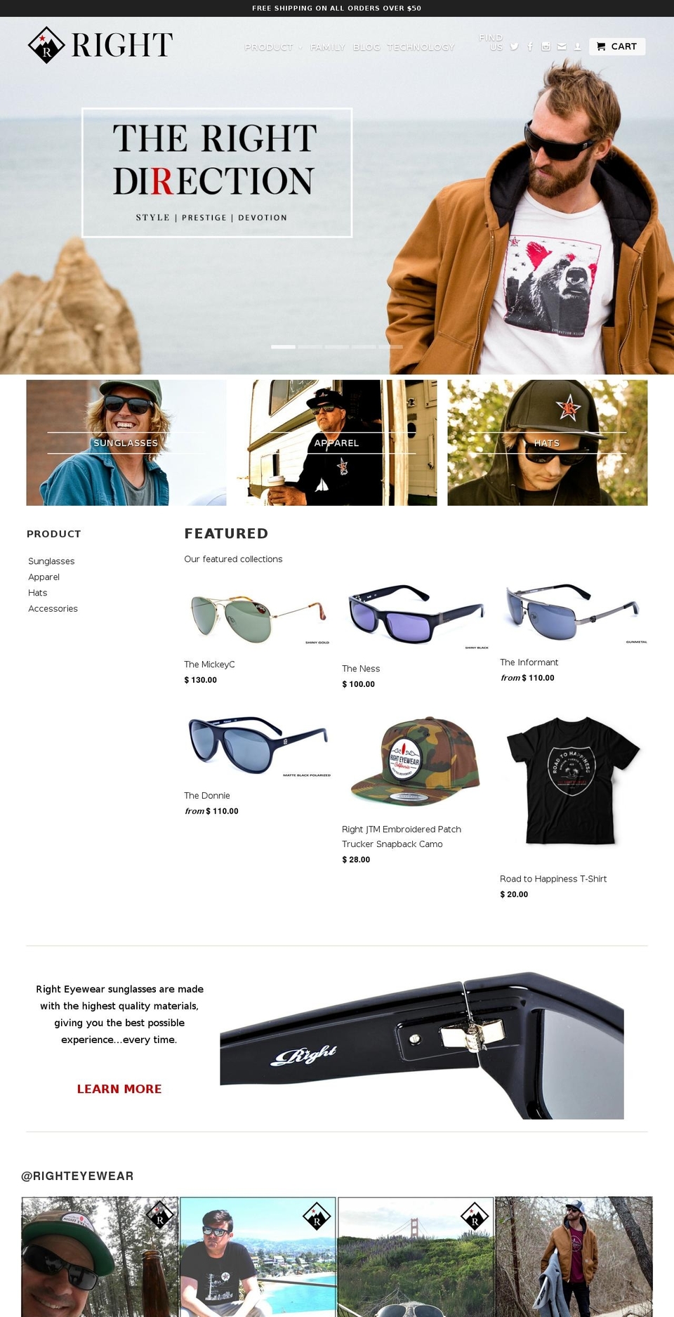 right-eyewear.com shopify website screenshot
