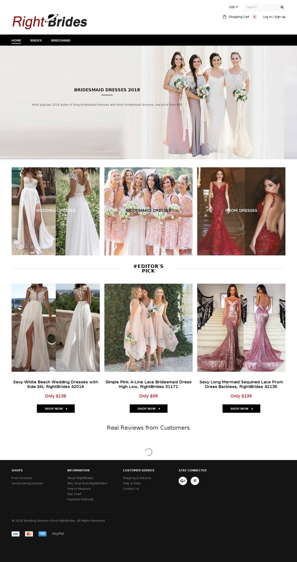 rightbrides.com shopify website screenshot