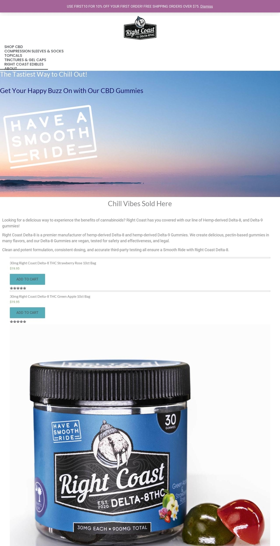 rightcoastdelta8.com shopify website screenshot