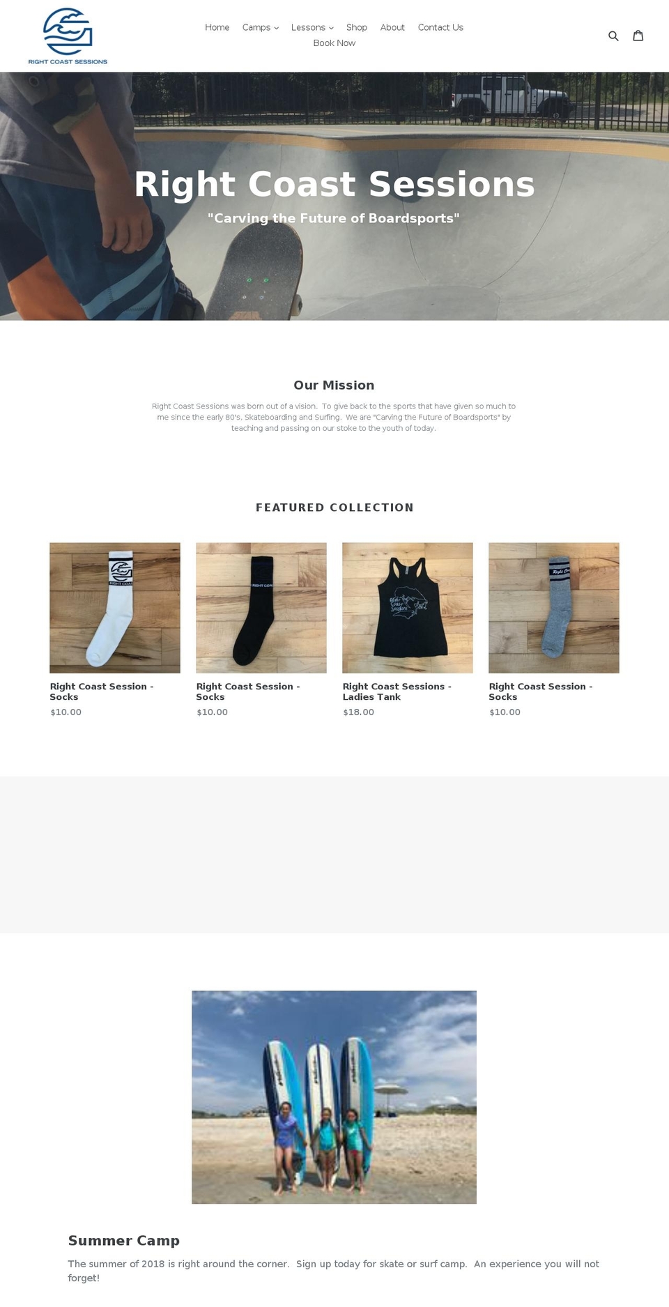 rightcoastsessions.com shopify website screenshot