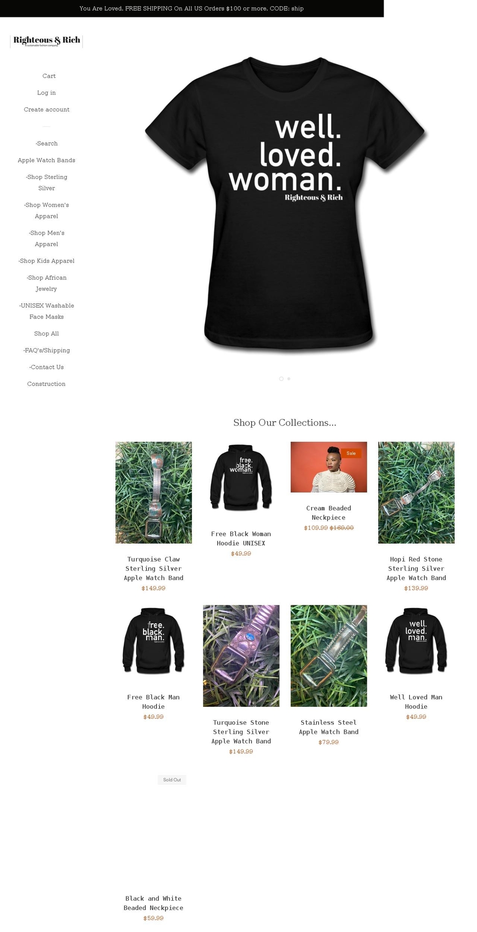 righteousandrich.store shopify website screenshot