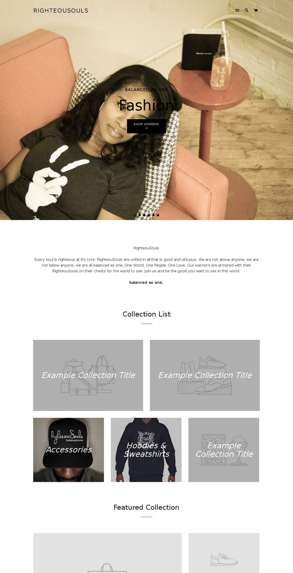 righteousouls.com — Shopify storefront screenshot