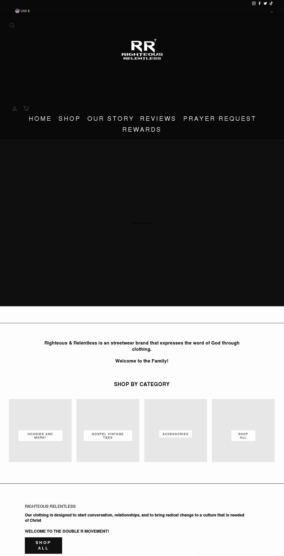 righteousrelentless.com shopify website screenshot