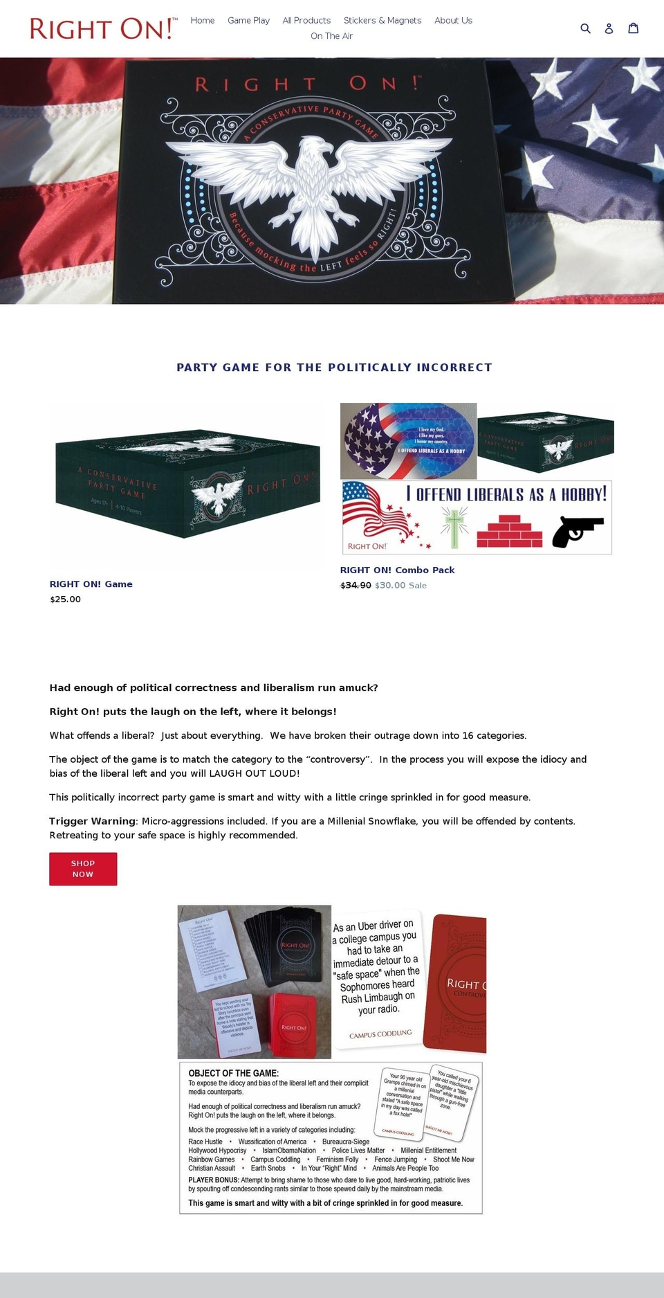 rightongame.com shopify website screenshot