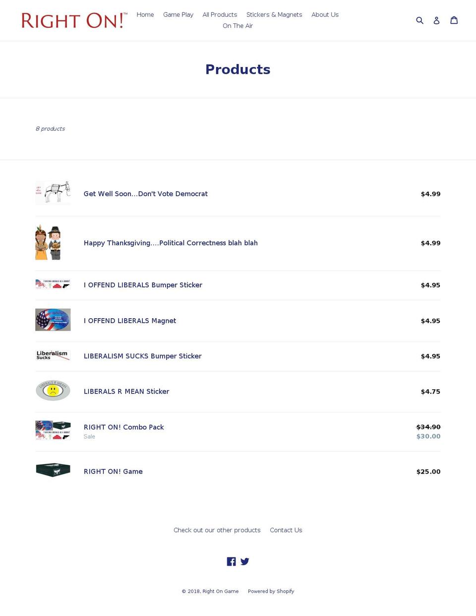 rightonproducts.com — Shopify storefront screenshot
