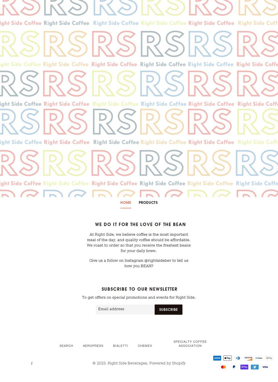 rightsidebev.com shopify website screenshot