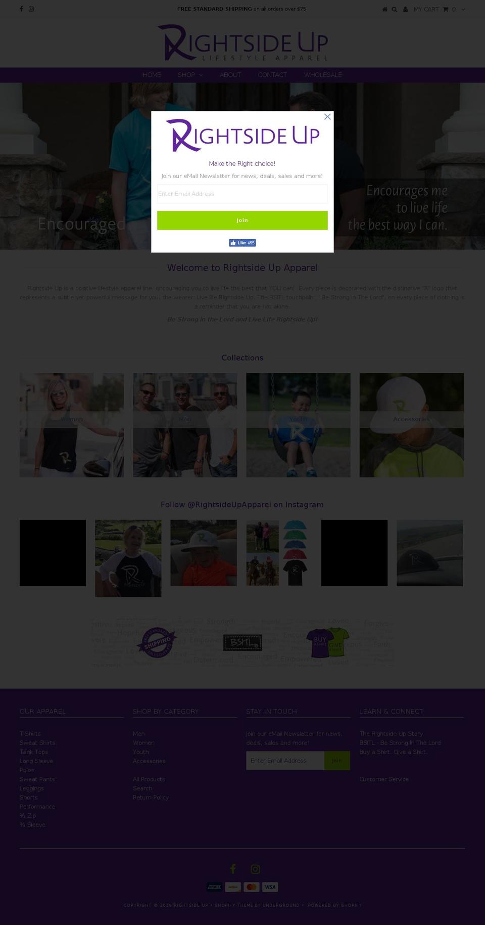 rightsideupapparel.com — Shopify storefront screenshot