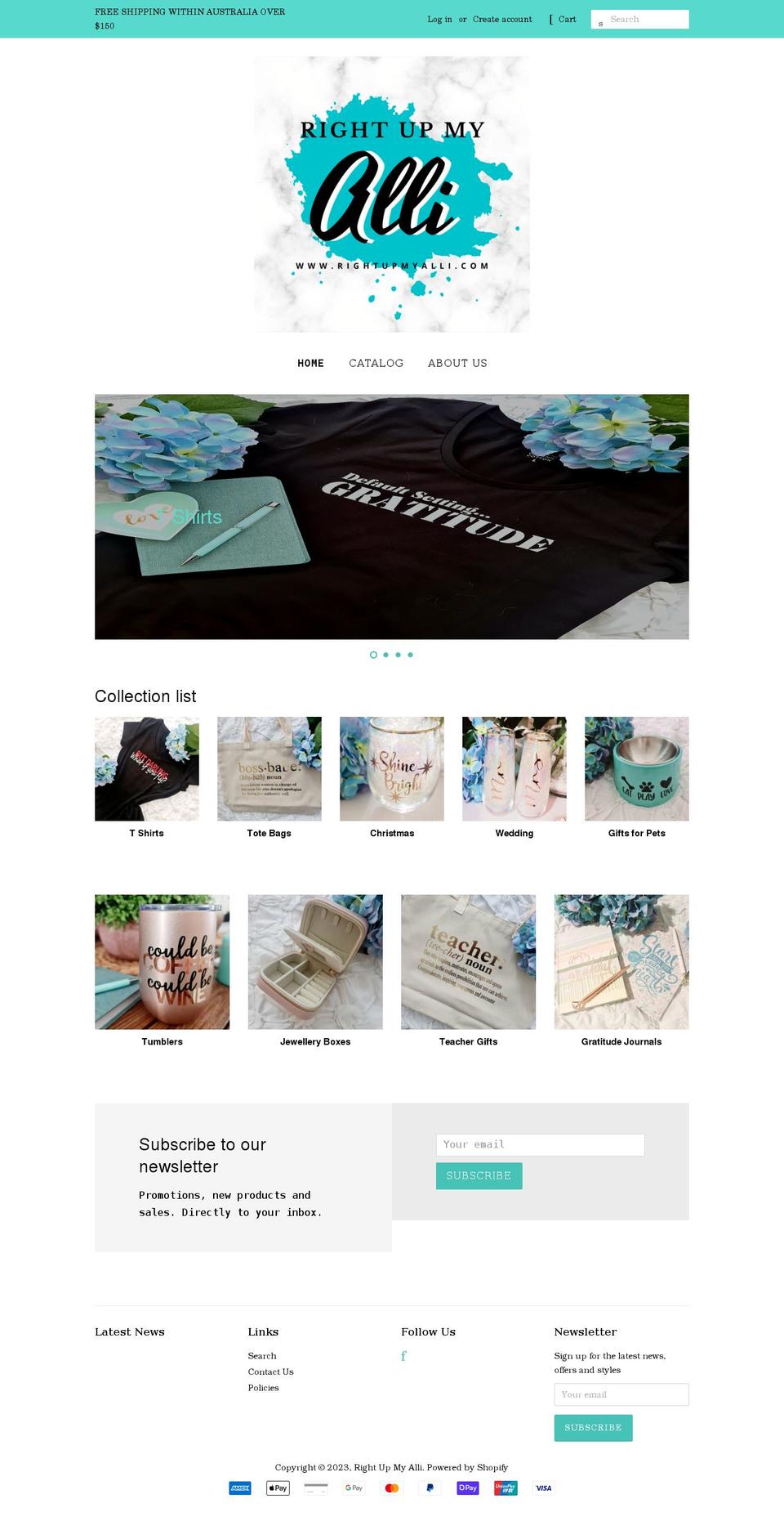 rightupmyalli.com shopify website screenshot